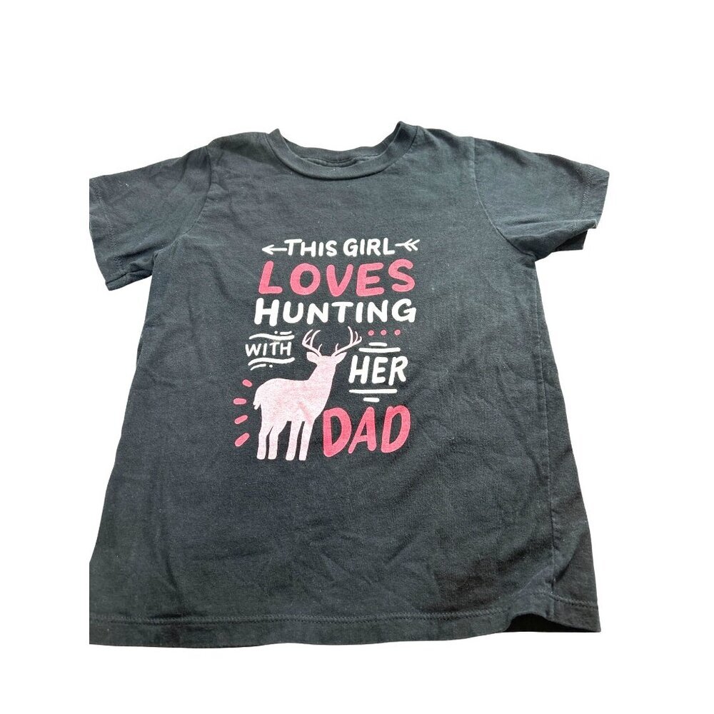 Port & Company Girls Graphic Tee Black/Pink/White Size 4T